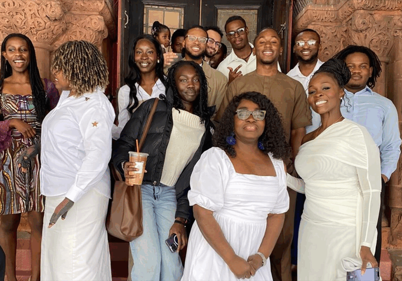 Group of young people after church service taking a picture together